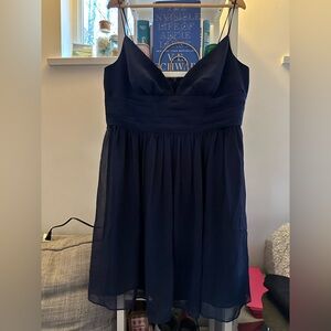 Navy Blue chiffon Mini dress - size 14